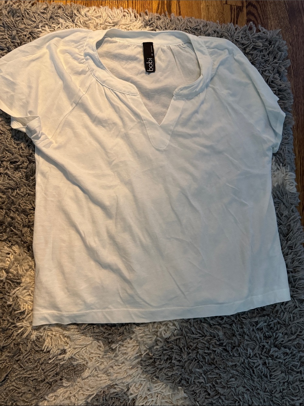 bobi White Short Sleeve V-Notch Women’s Tee